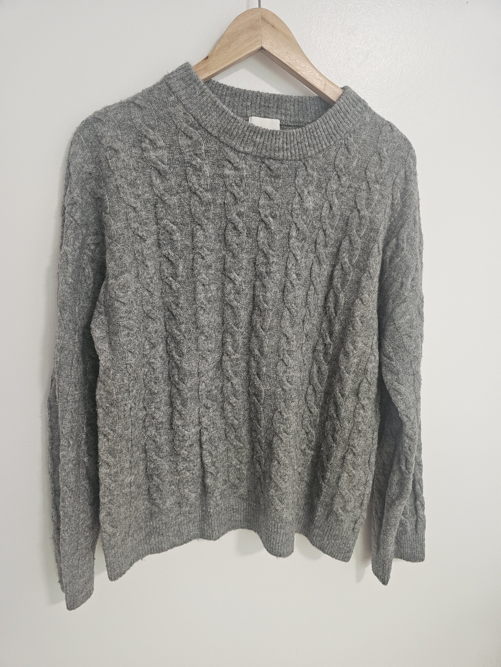H&M Wool Blend Cable Knit Crewneck Sweater Gray Size Smalll